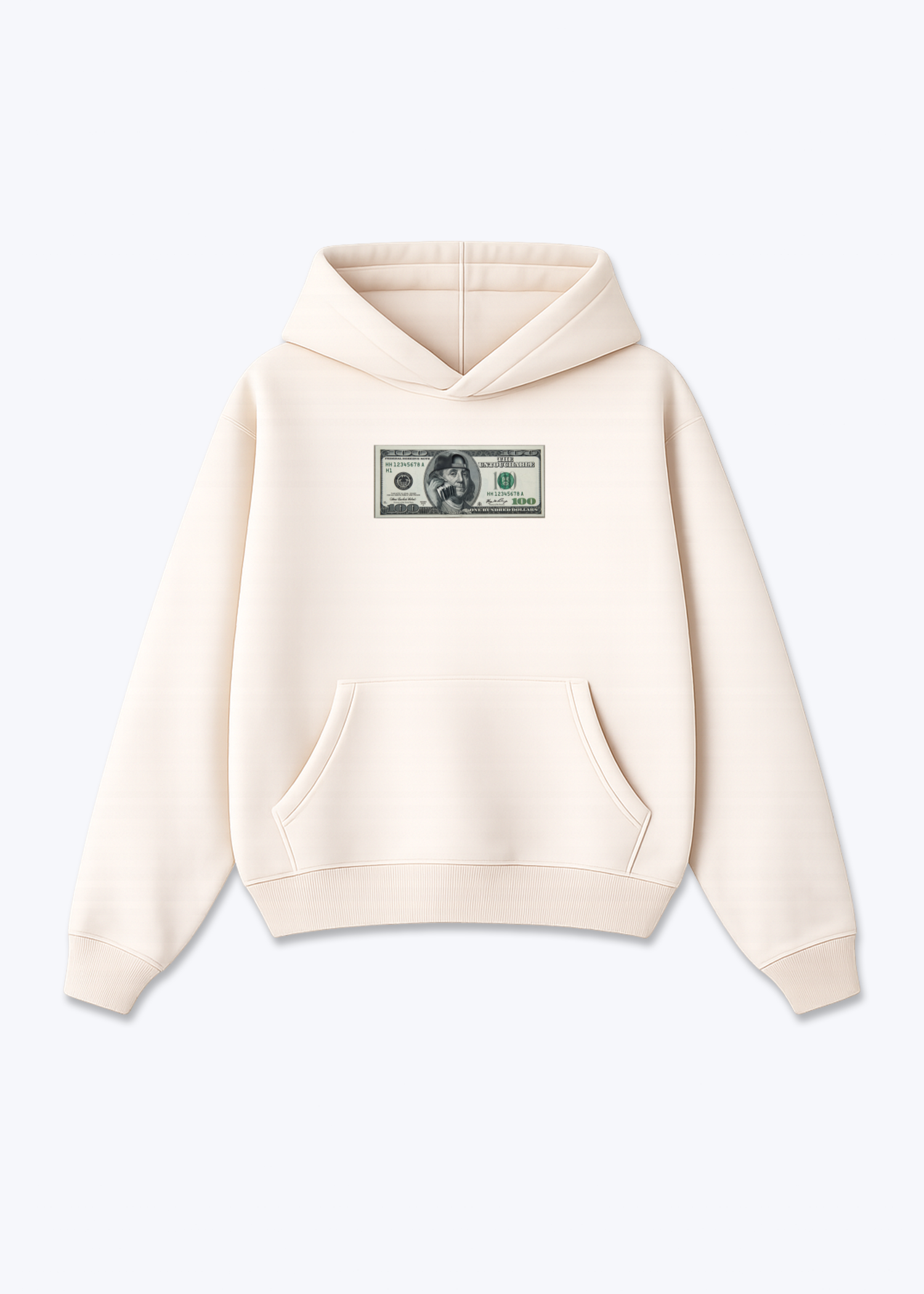 Oversized Hoodie - Beige Front (Designed)