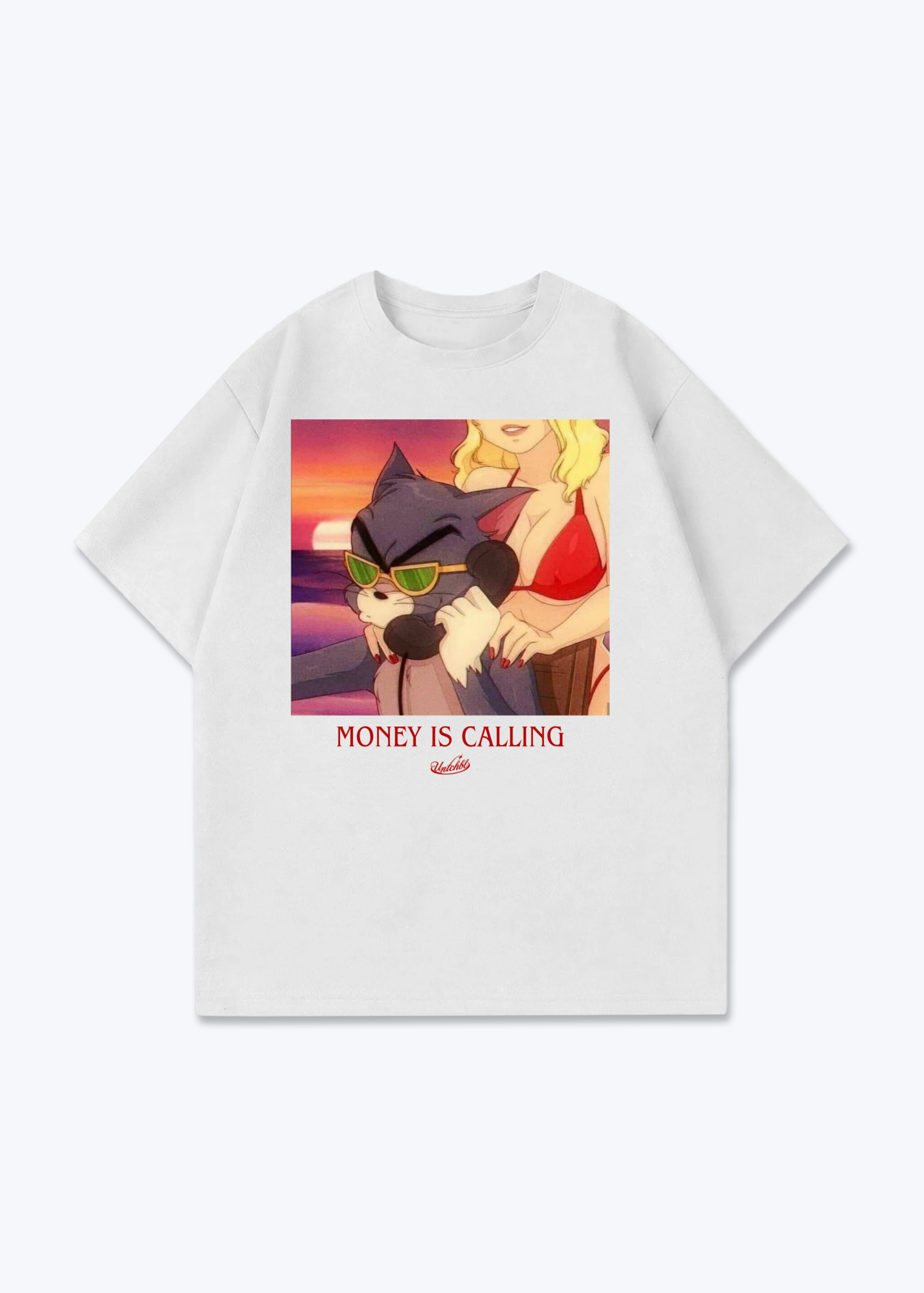 MONEY IS CALLING OVERSIZED TEE - White Front (Designed)