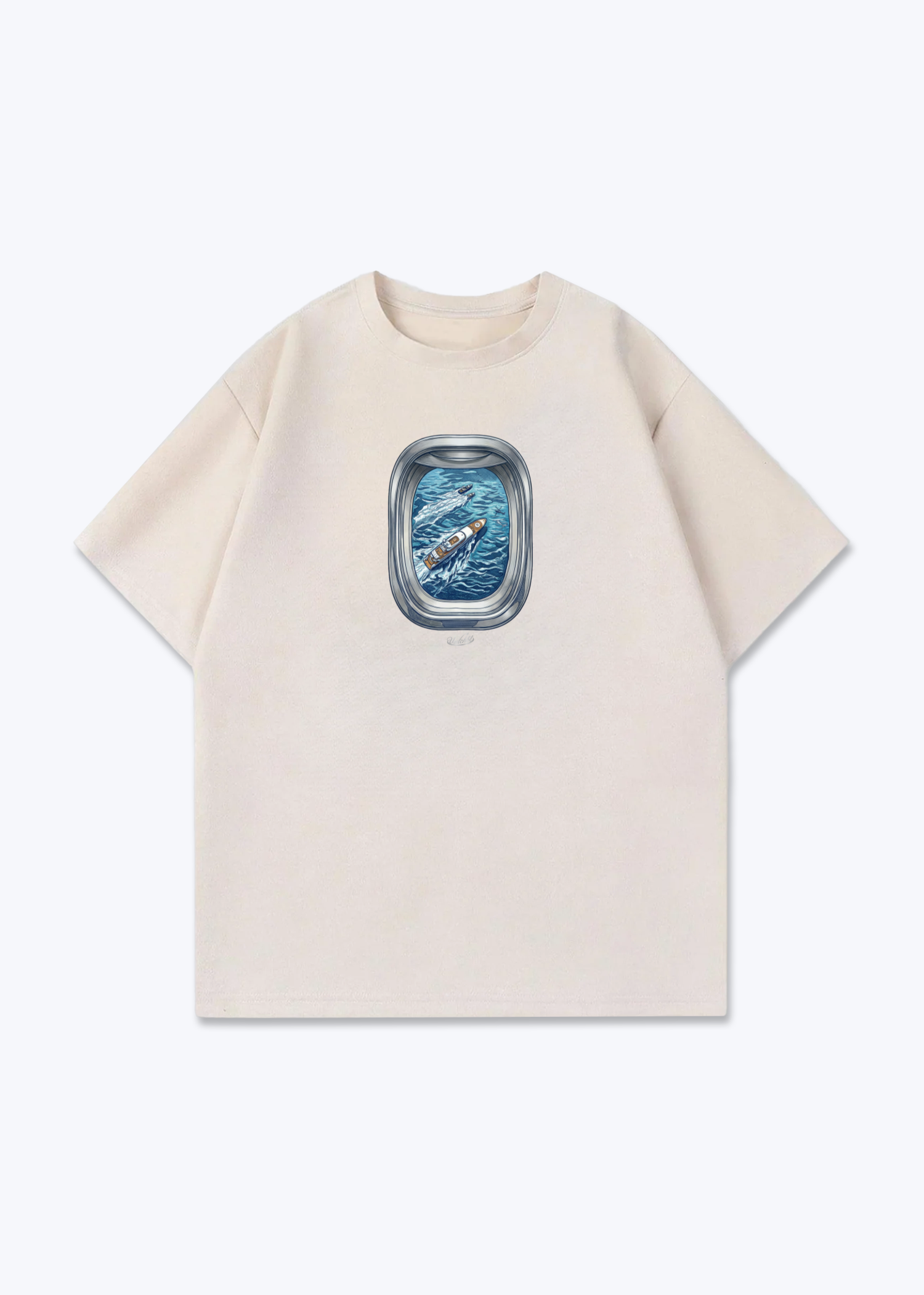 Oversized Shirt - Beige Front (Designed)