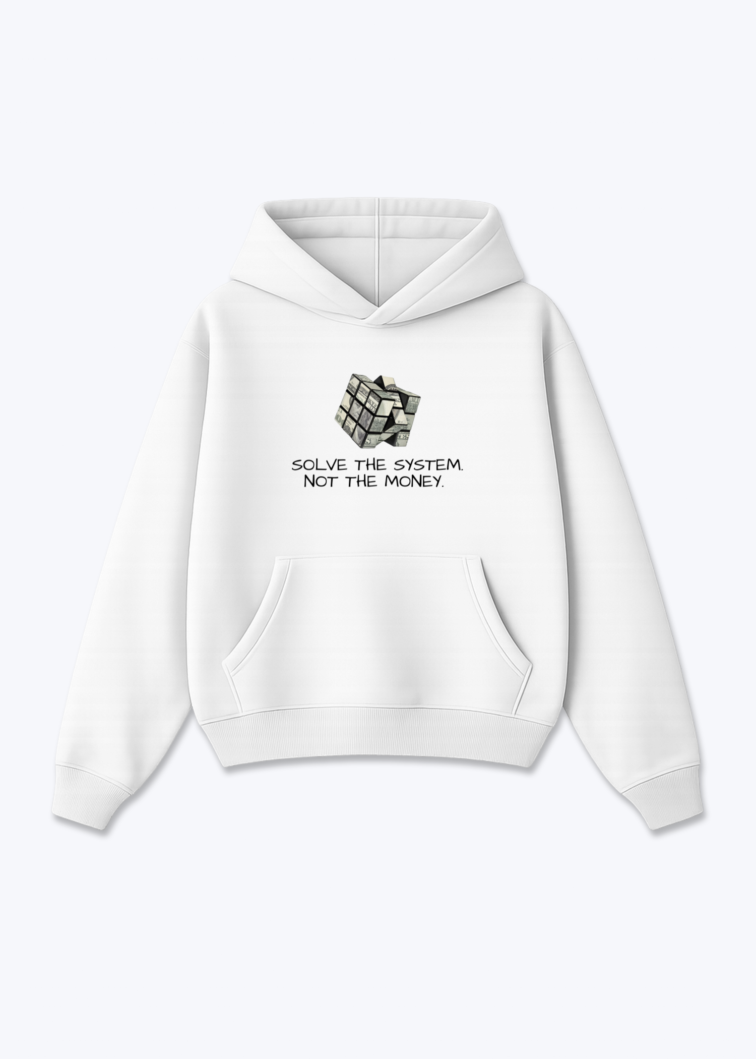 SOLVE THE SYSTEM HOODIE - White Front (Designed)