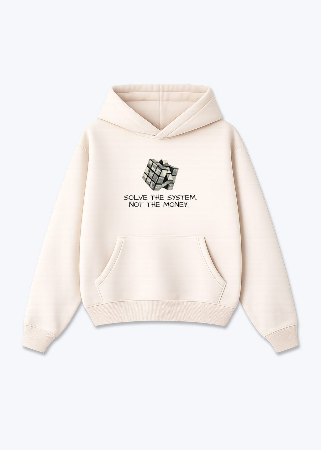 SOLVE THE SYSTEM HOODIE - Beige Front (Designed)