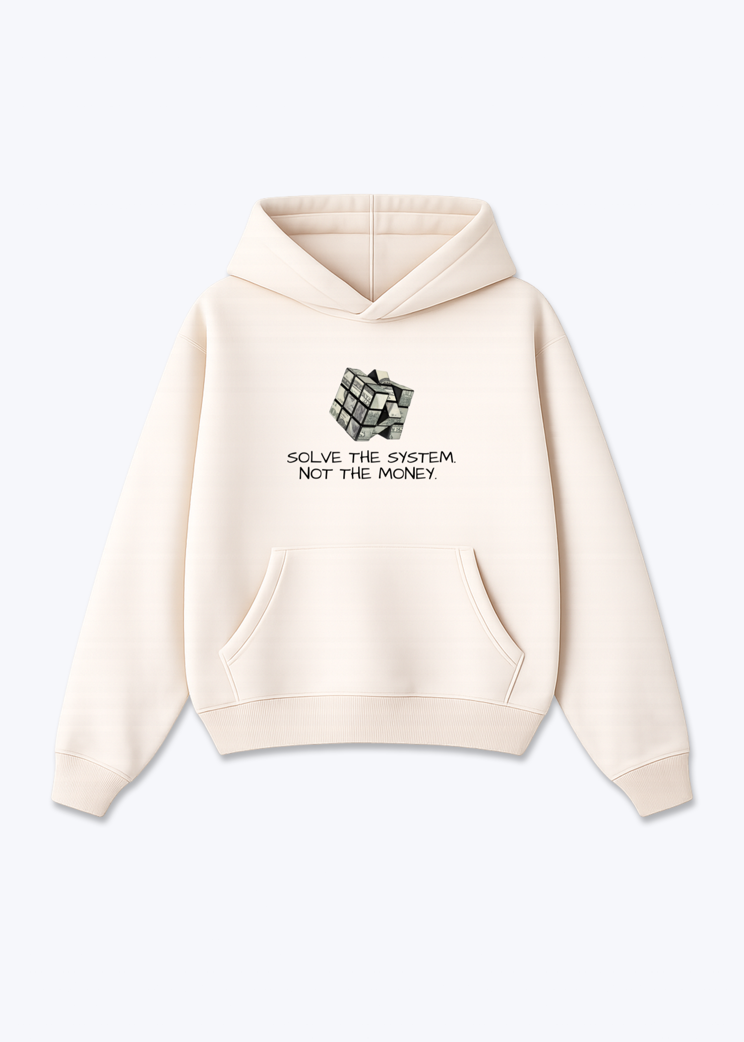 SOLVE THE SYSTEM HOODIE - Beige Front (Designed)