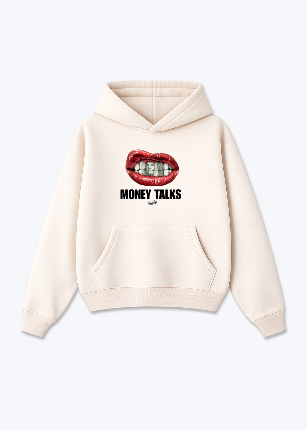 MONEY TALKS HOODIE - Beige Front (Designed)