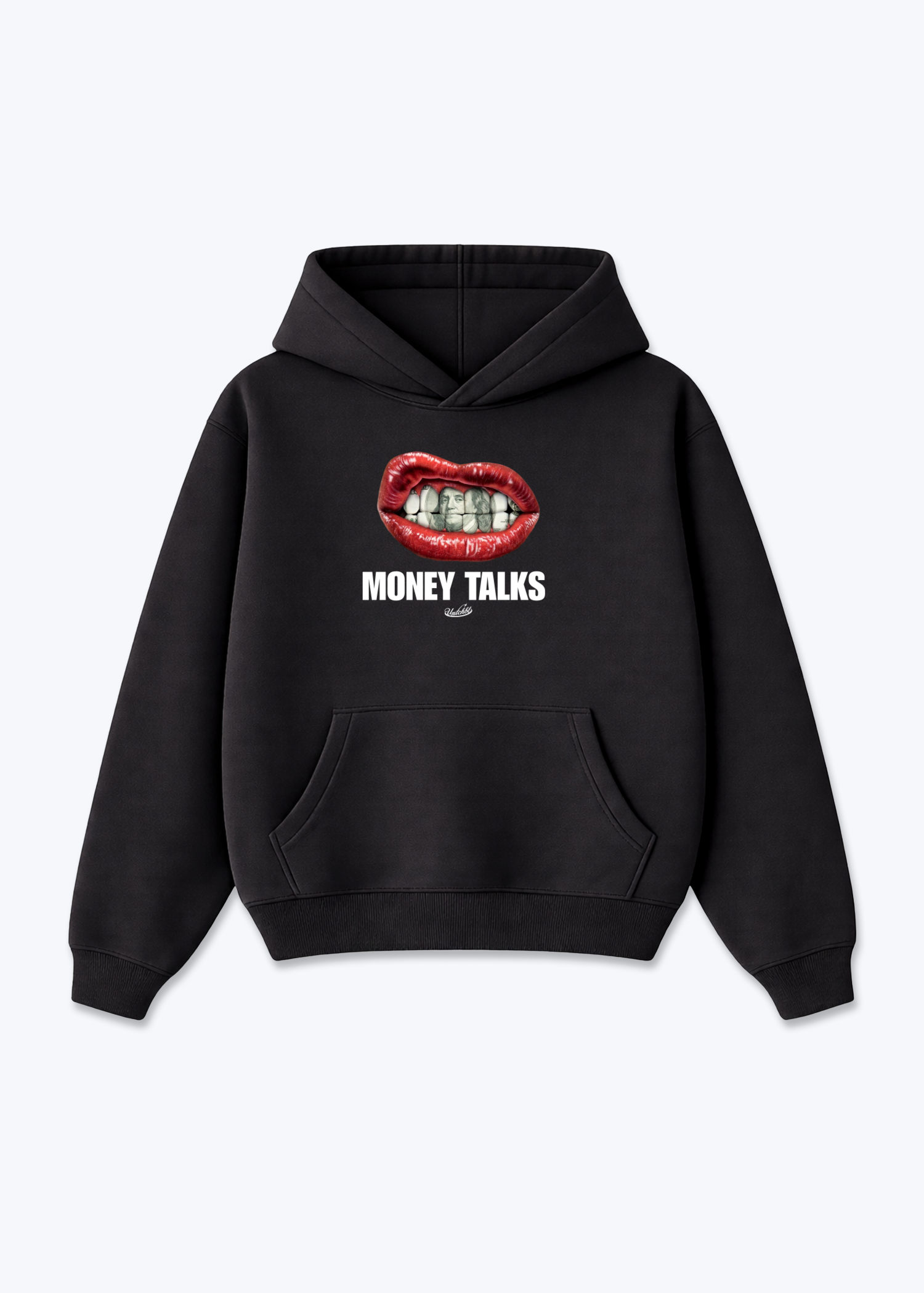 MONEY TALKS HOODIE - Black Front (Designed)