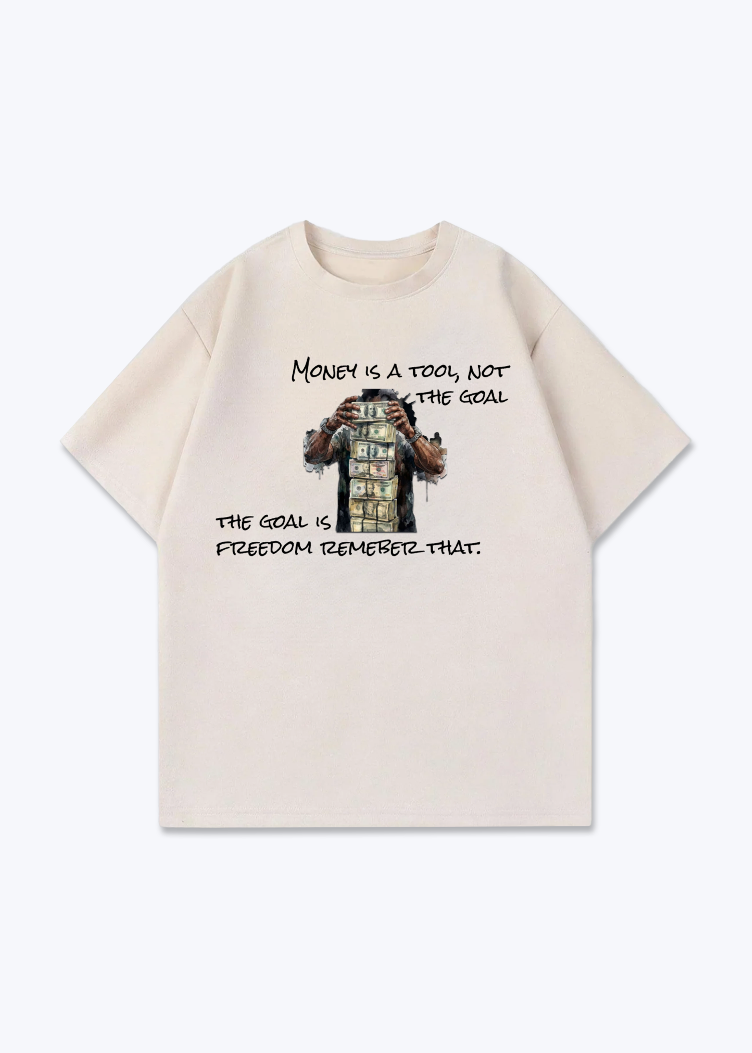 MONEY TOOL TEE - Beige Front (Designed)