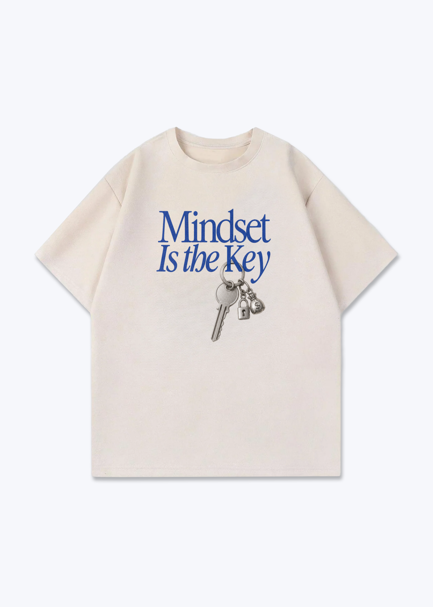 MINDSET IS KEY TEE - Beige Front (Designed)