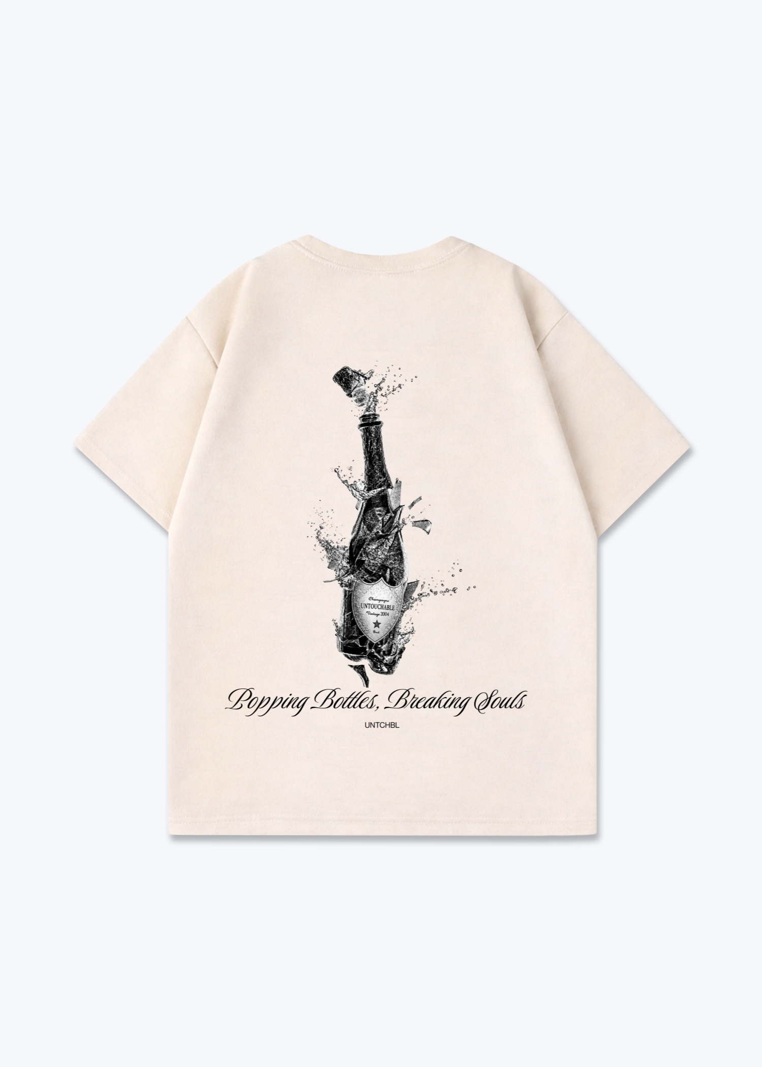 Popping Bottles Tee - Beige Back (Designed)