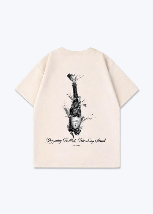 Popping Bottles Tee - Beige Back (Designed)