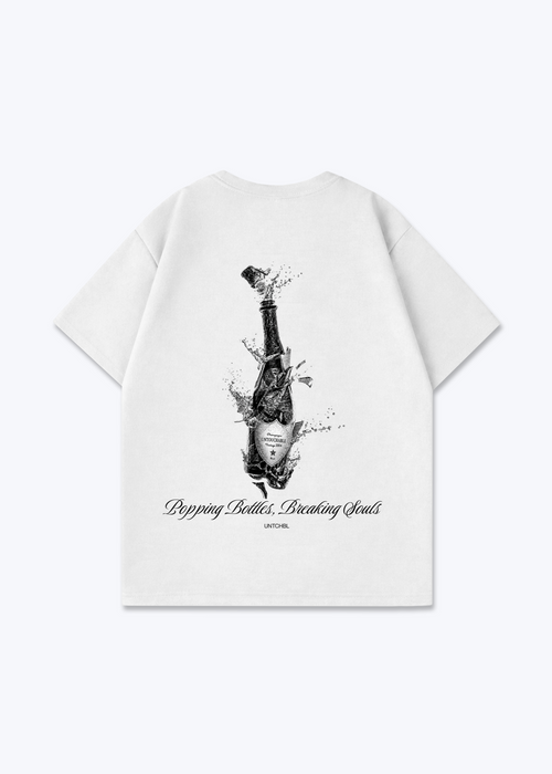 Popping Bottles Tee - White Back (Designed)