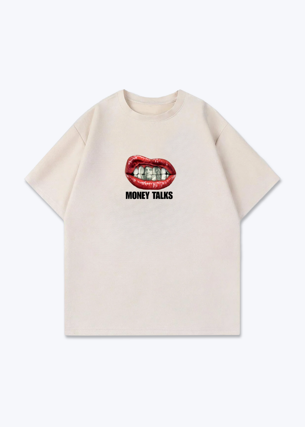 MONEY TALKS TEE - Beige Front (Designed)