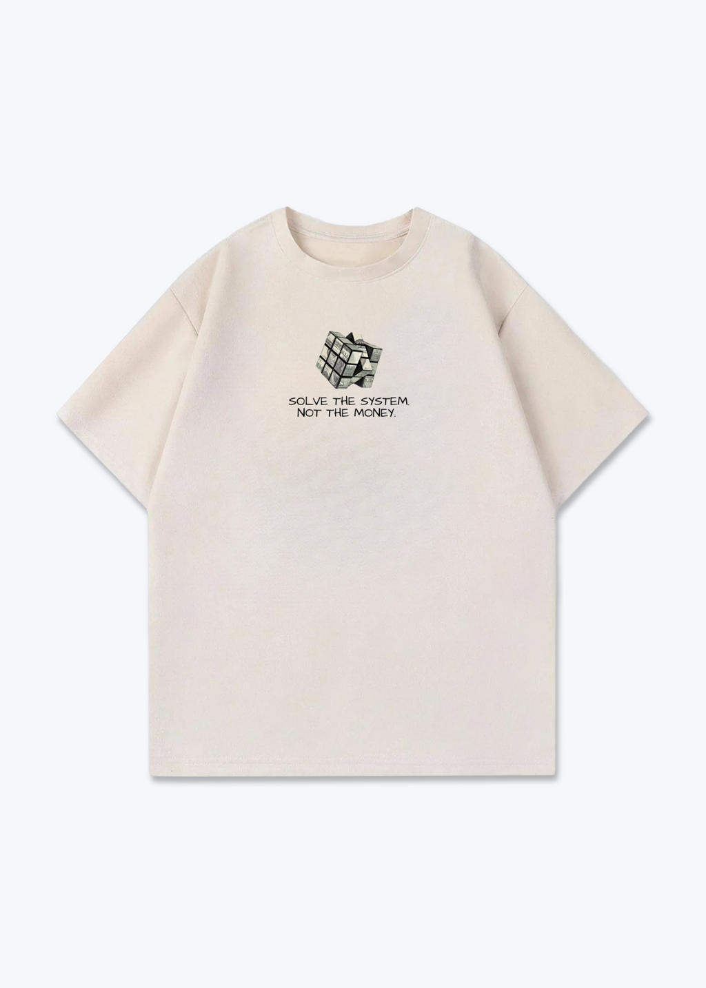 CUBE TEE - Beige Front (Designed)