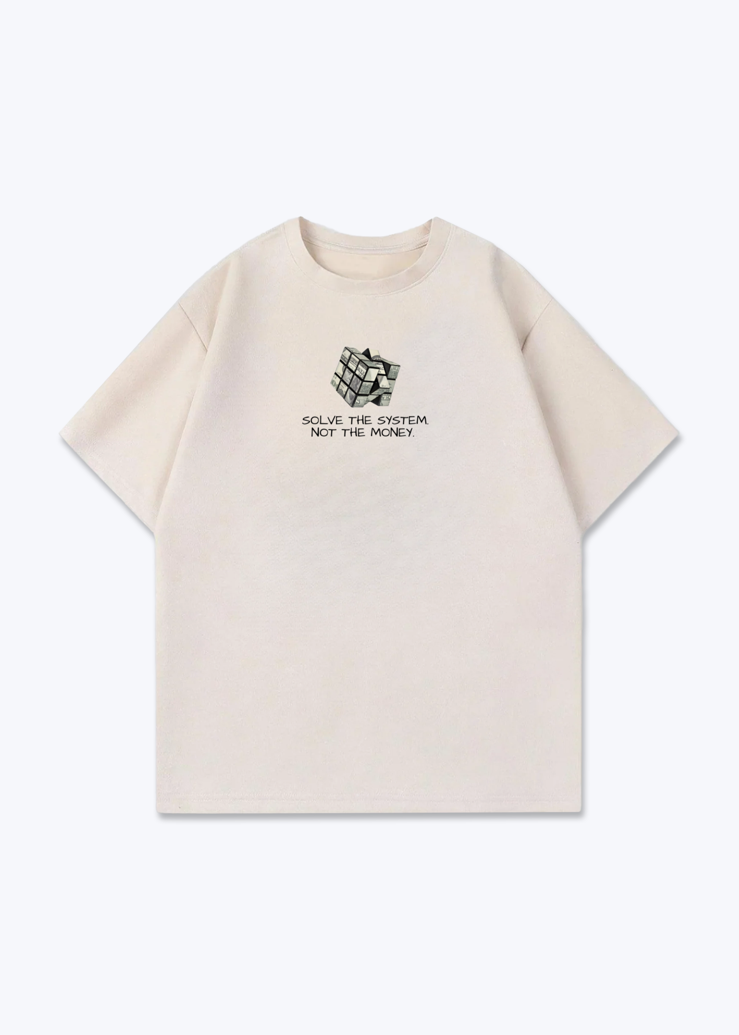 CUBE TEE - Beige Front (Designed)