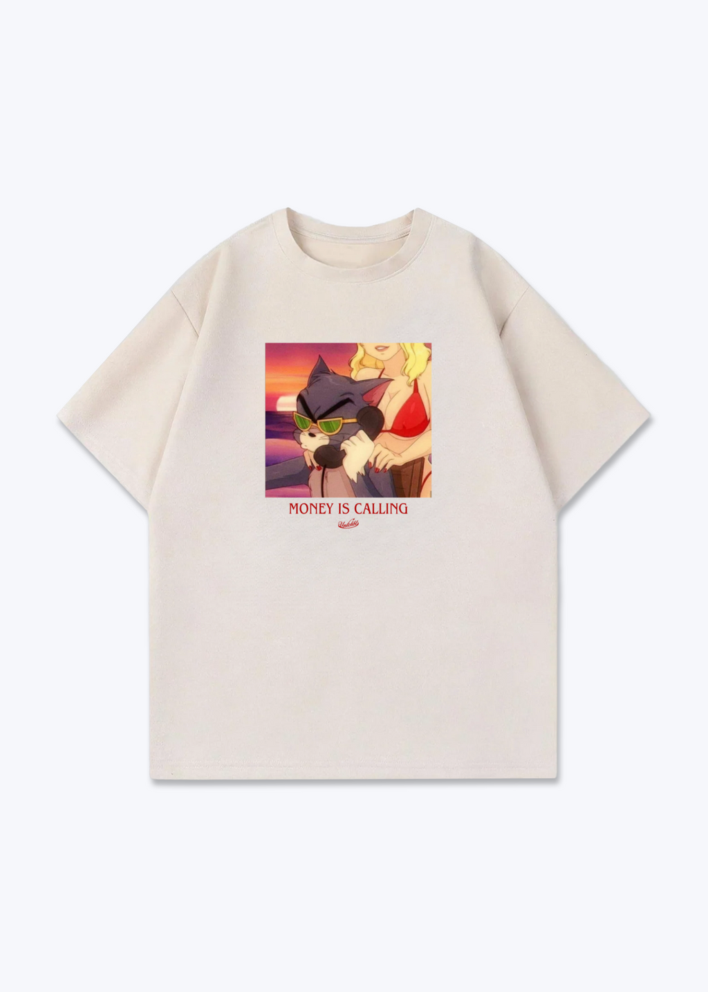 MONEY IS CALLING TEE - Beige Front (Designed)