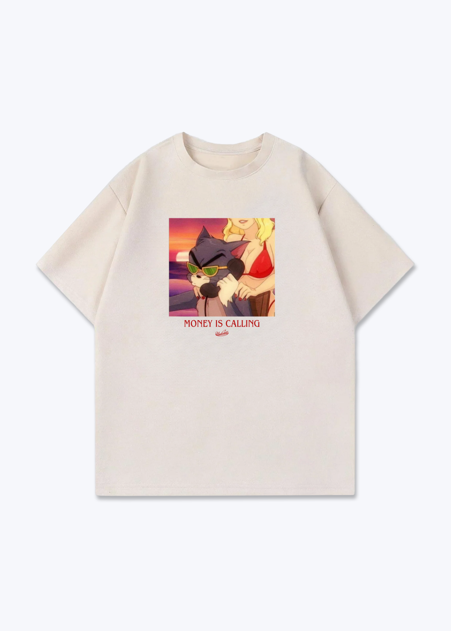 MONEY IS CALLING TEE - Beige Front (Designed)